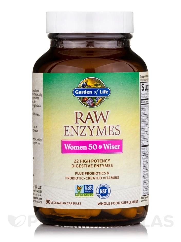 Raw Enzymes™ Women 50 & Wiser - 90 Vegetarian Capsules 3 Raw Enzymes™ Women 50 & Wiser - 90 Vegetarian Capsules - Image 3