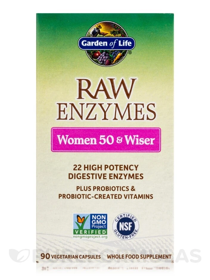Raw Enzymes™ Women 50 & Wiser - 90 Vegetarian Capsules 4 Raw Enzymes™ Women 50 & Wiser - 90 Vegetarian Capsules - Image 4