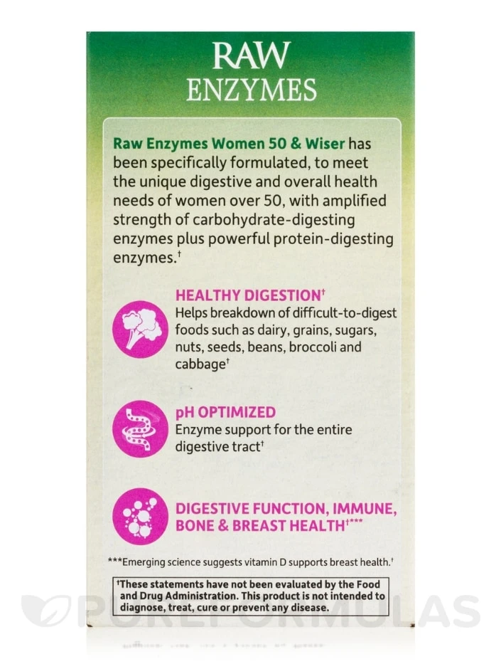 Raw Enzymes™ Women 50 & Wiser - 90 Vegetarian Capsules 7 Raw Enzymes™ Women 50 & Wiser - 90 Vegetarian Capsules - Image 7