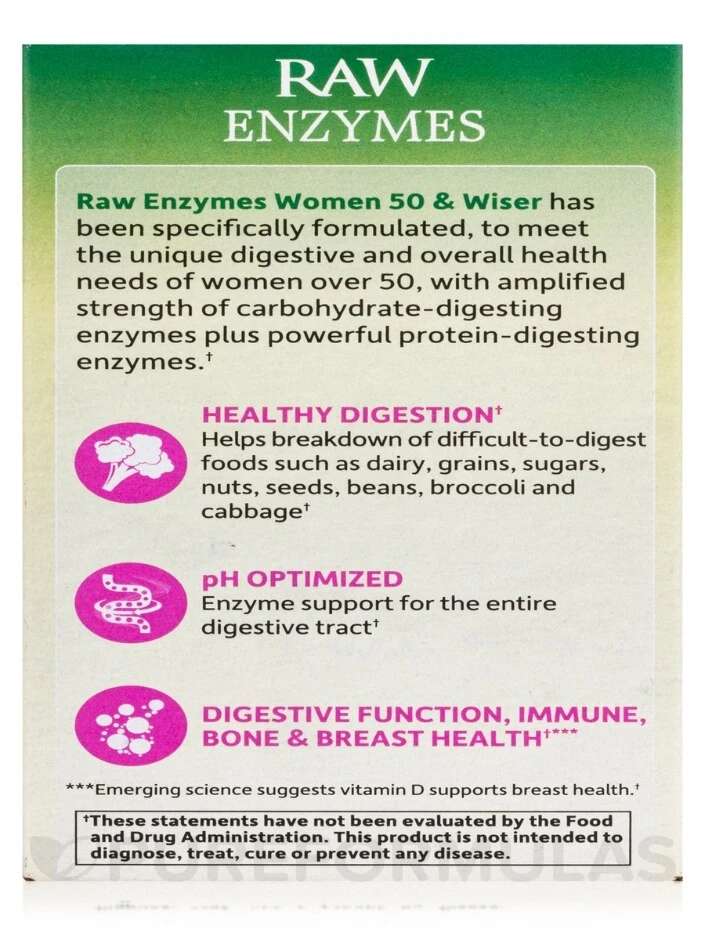 Raw Enzymes™ Women 50 & Wiser - 90 Vegetarian Capsules 10 Raw Enzymes™ Women 50 & Wiser - 90 Vegetarian Capsules - Image 10