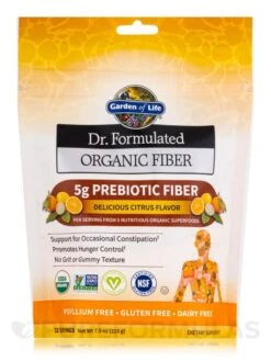 Dr. Formulated Organic Fiber (5g Prebiotic Fiber), Citrus Flavor - 32 Vegan Servings (7.9 Oz)