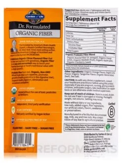 Dr. Formulated Organic Fiber (5g Prebiotic Fiber), Citrus Flavor - 32 Vegan Servings (7.9 Oz) -Garden Of Life Shop images 548