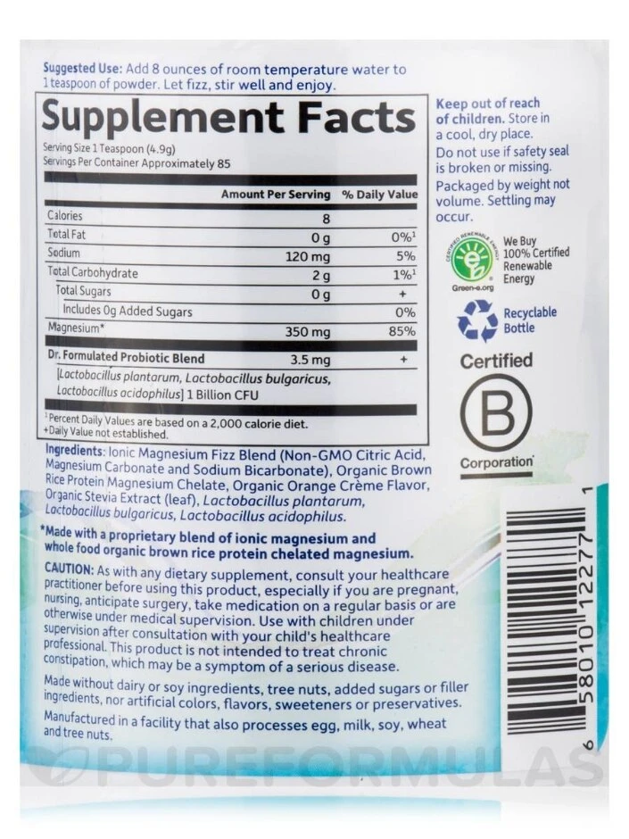 Dr. Formulated Whole Food Magnesium, Orange Flavor - 14.8 Oz (419.5 Grams) 4 Dr. Formulated Whole Food Magnesium, Orange Flavor - 14.8 Oz (419.5 Grams) - Image 4