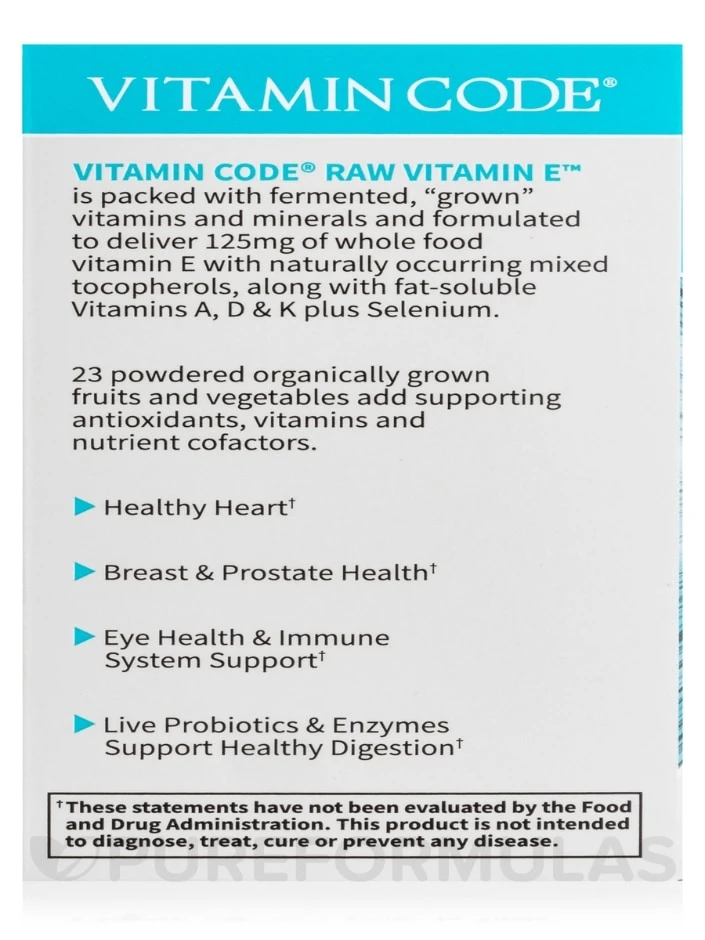 Vitamin Code® - Vitamin E - 60 Capsules 10 Vitamin Code® - Vitamin E - 60 Capsules - Image 10