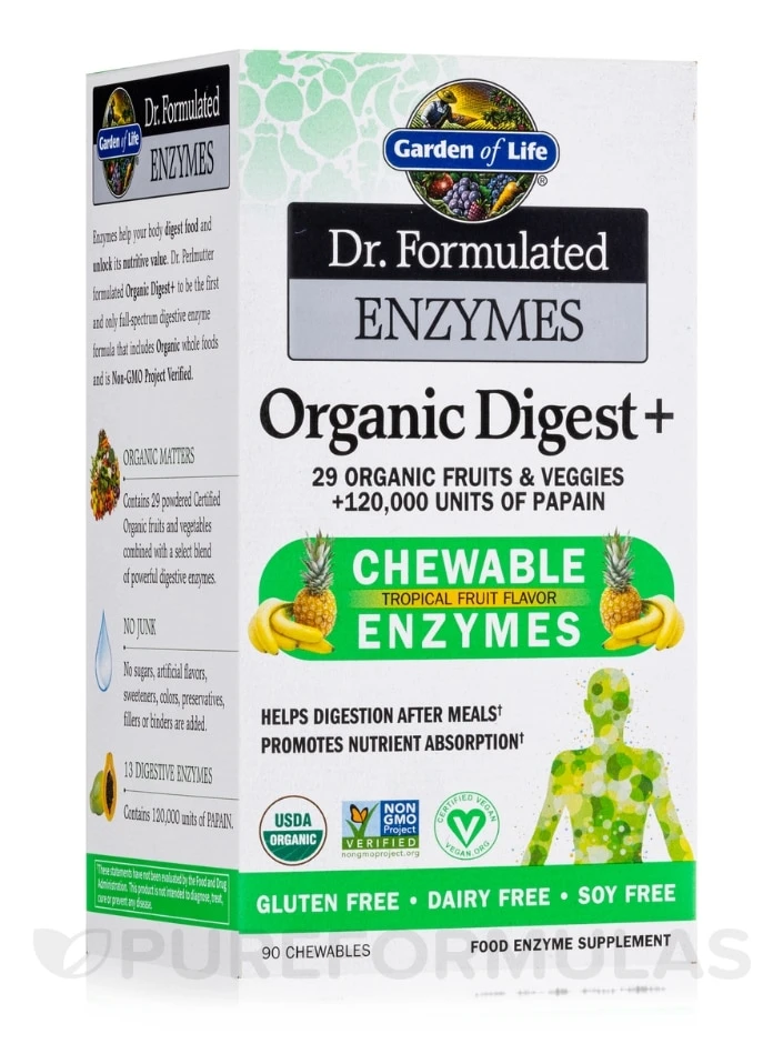 Dr. Formulated Enzymes Organic Digest+ - 90 Vegan Chewables 1 Dr. Formulated Enzymes Organic Digest+ - 90 Vegan Chewables