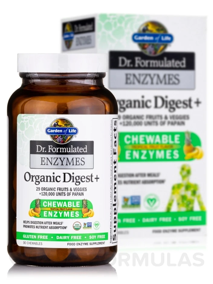 Dr. Formulated Enzymes Organic Digest+ - 90 Vegan Chewables 2 Dr. Formulated Enzymes Organic Digest+ - 90 Vegan Chewables - Image 2
