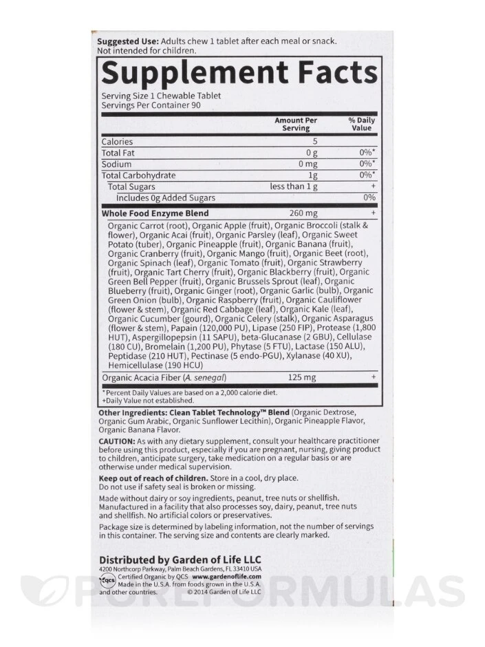 Dr. Formulated Enzymes Organic Digest+ - 90 Vegan Chewables 5 Dr. Formulated Enzymes Organic Digest+ - 90 Vegan Chewables - Image 5