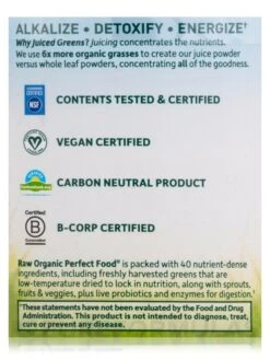 Raw Organic Perfect Food® Green Superfood Juiced Greens Powder, Chocolate Flavor - 11.9 Oz (338 Grams) -Garden Of Life Shop images 664