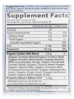 Mykind Organics Golden Milk Recovery & Nourishment Powder - 3.7 Oz (105 Grams) -Garden Of Life Shop images 669