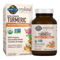 Garden Of Life Mykind Organics Extra Strength Turmeric Inflammatory Response 60 Tablets-100mg Curcumin (95% Curcuminoids) Black Pepper, Probiotics, Organic Non-GMO Vegan Gluten Free Herbal Supplement