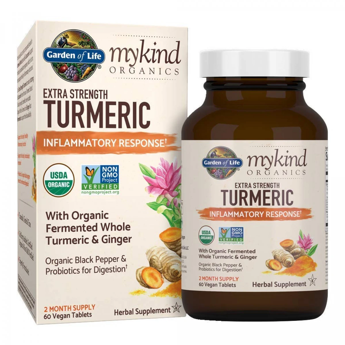 Garden Of Life Mykind Organics Extra Strength Turmeric Inflammatory Response 60 Tablets-100mg Curcumin (95% Curcuminoids) Black Pepper, Probiotics, Organic Non-GMO Vegan Gluten Free Herbal Supplement 1 Garden Of Life Mykind Organics Extra Strength Turmeric Inflammatory Response 60 Tablets-100mg Curcumin (95% Curcuminoids) Black Pepper, Probiotics, Organic Non-GMO Vegan Gluten Free Herbal Supplement