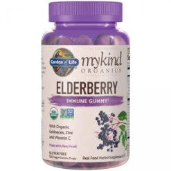 Garden Of Life Mykind Organics Elderberry Immune Gummy - 120 Real Fruit Gummies For Kids And Adults - Echinacea, Zinc And Vitamin C, No Added Sugar - Organic Non-GMO Vegan And Gluten Free Herbal Supplement