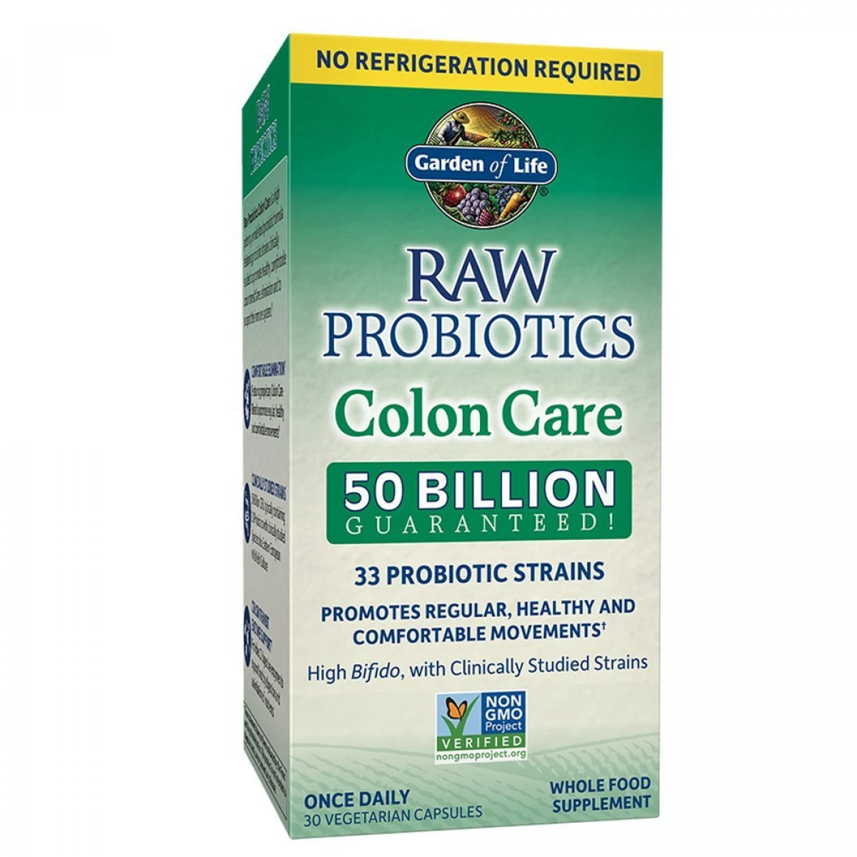 Garden Of Life RAW Probiotics Colon Care Shelf Stable - 50 Billion CFU Guaranteed Through Expiration - Once Daily - Certified Non-GMO And Gluten Free - No Refrigeration - 30 Vegetarian Capsules 1 Garden Of Life RAW Probiotics Colon Care Shelf Stable - 50 Billion CFU Guaranteed Through Expiration - Once Daily - Certified Non-GMO And Gluten Free - No Refrigeration - 30 Vegetarian Capsules