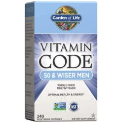 Garden Of Life Multivitamin For Men - Vitamin Code 50 And Wiser Men's Raw Whole Food Vitamin Supplement With Probiotics, Vegetarian, 240 Capsules