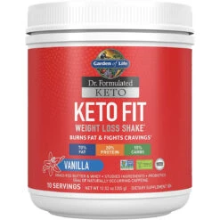 Garden Of Life Dr. Formulated Keto Fit Weight Loss Shake - Vanilla Powder, 10 Servings, Truly Grass Fed Butter And Whey Protein, Studied Ingredients And Probiotics, Non-GMO, Gluten Free, Ketogenic, Paleo